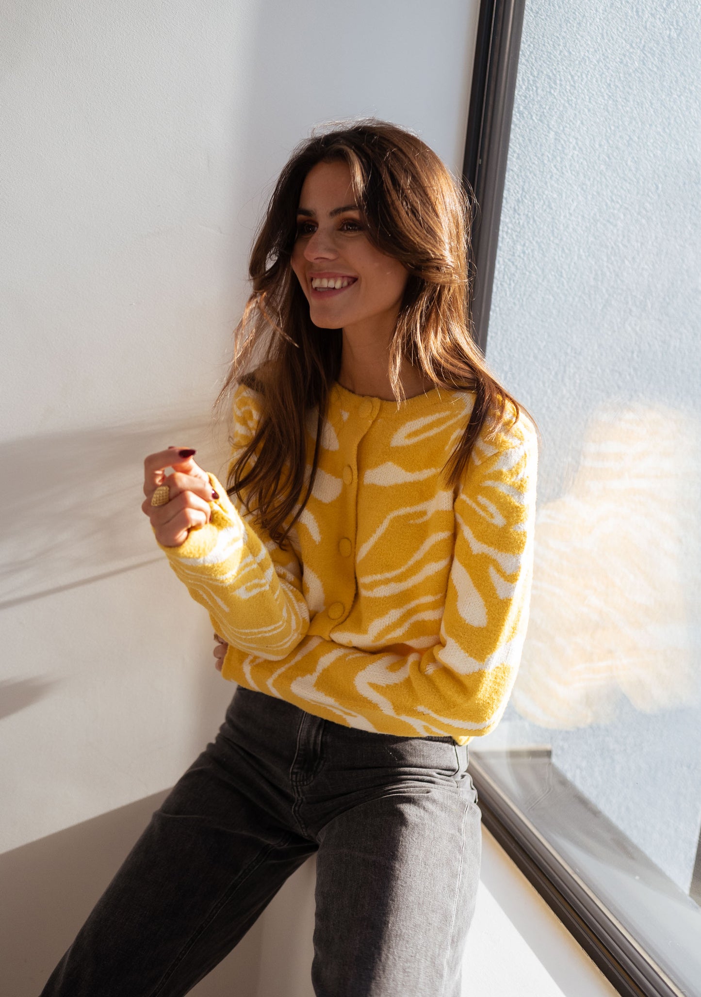 Ecru and Yellow Pacome Cardigan