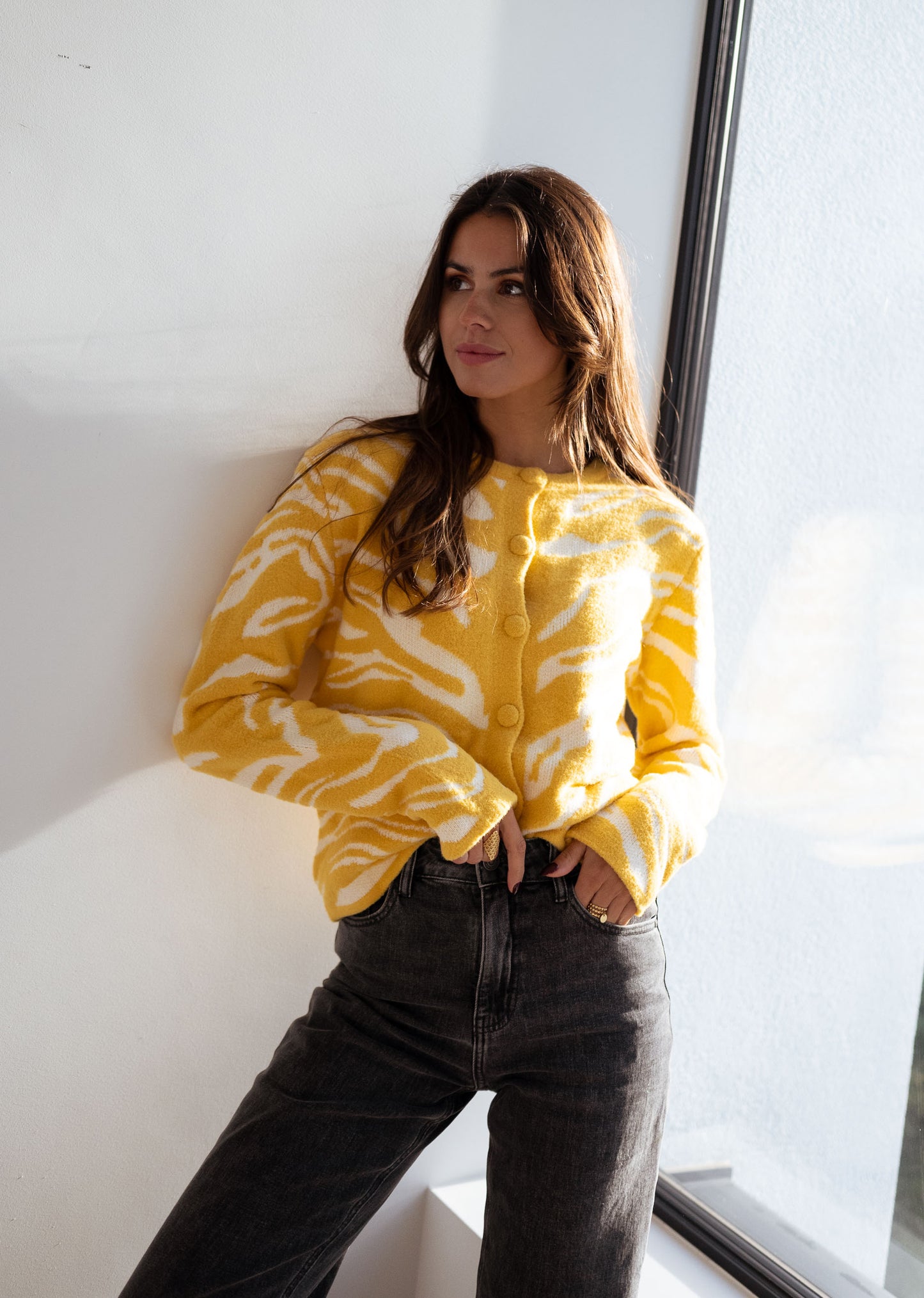 Ecru and Yellow Pacome Cardigan