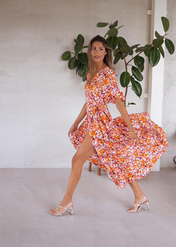 Orange Floral Asma Dress