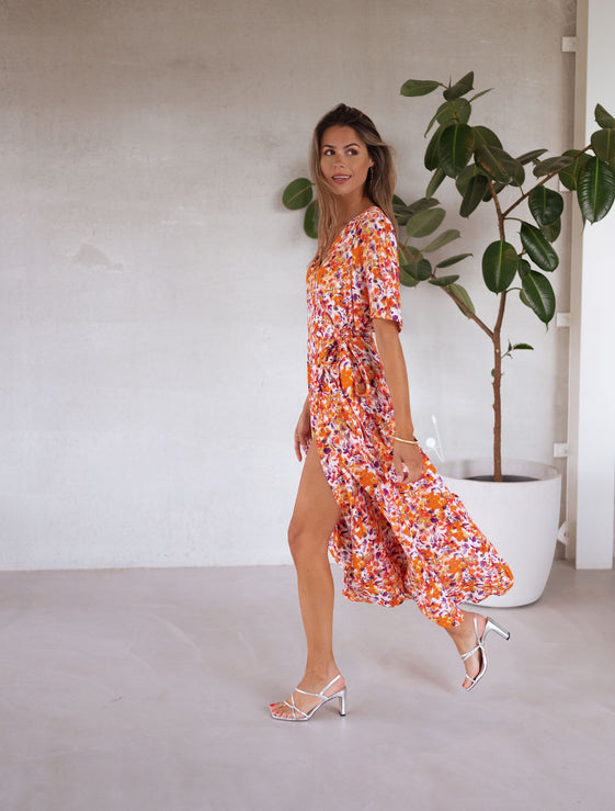 Orange Floral Asma Dress