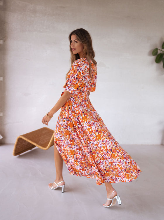 Orange Floral Asma Dress