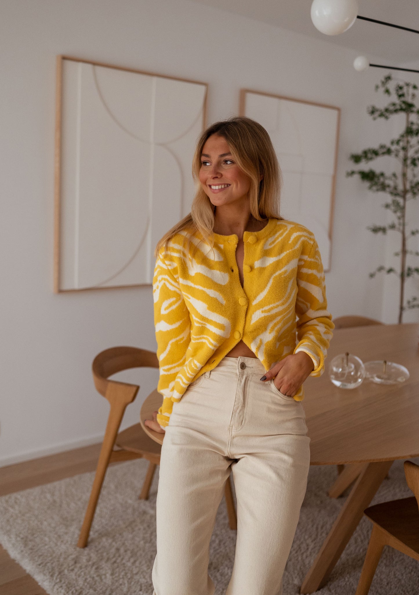 Ecru and Yellow Pacome Cardigan