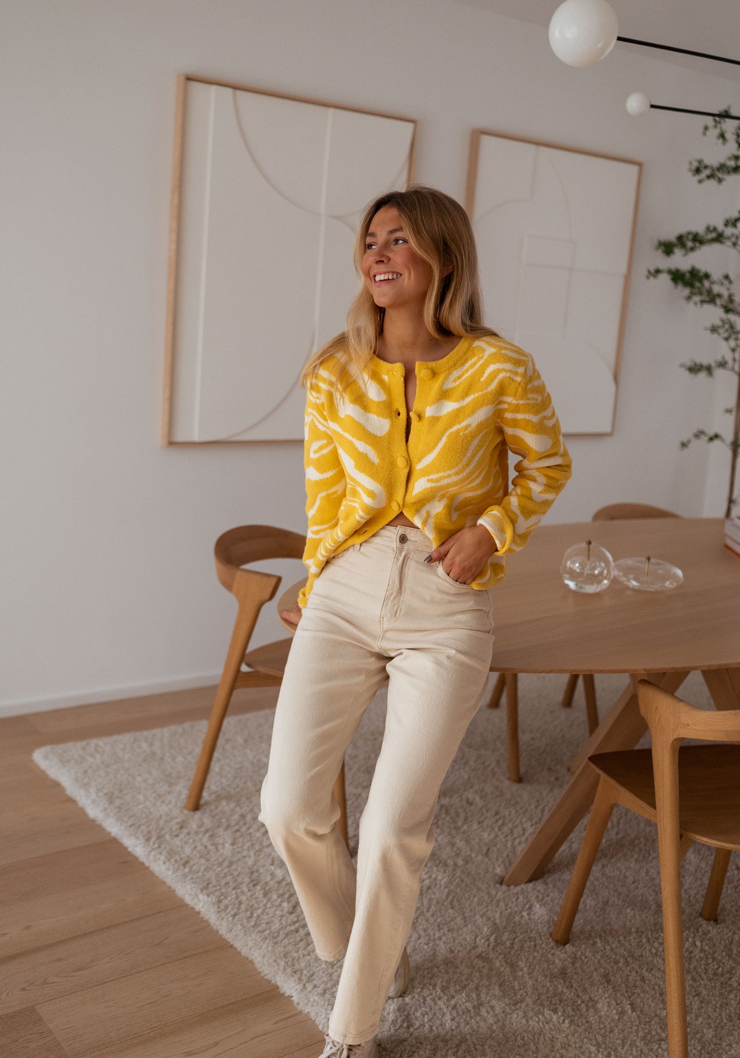 Ecru and Yellow Pacome Cardigan