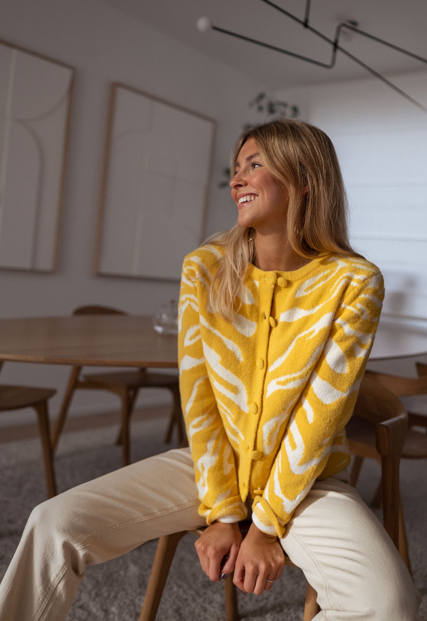 Ecru and Yellow Pacome Cardigan