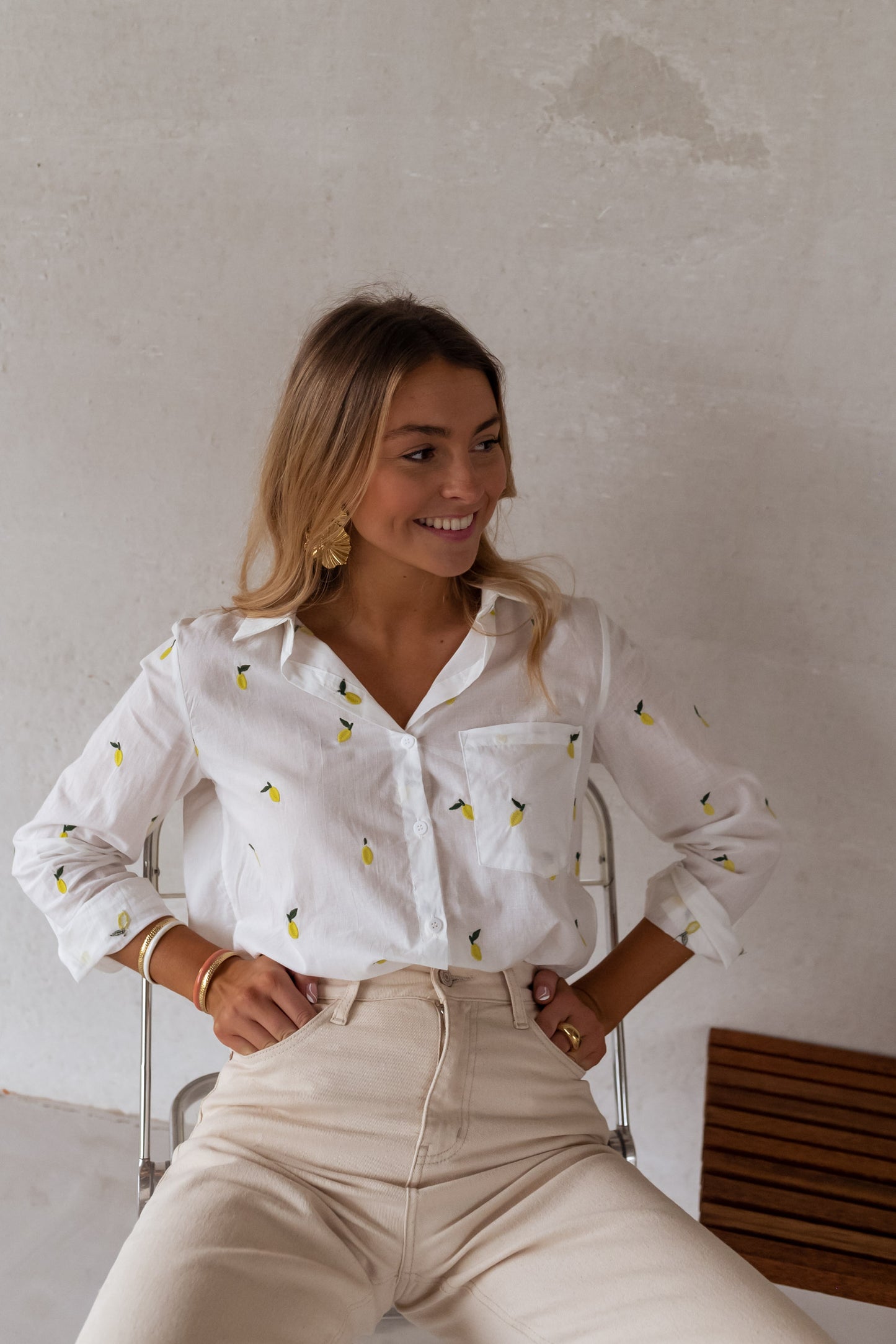 White Patterned Ciara Shirt