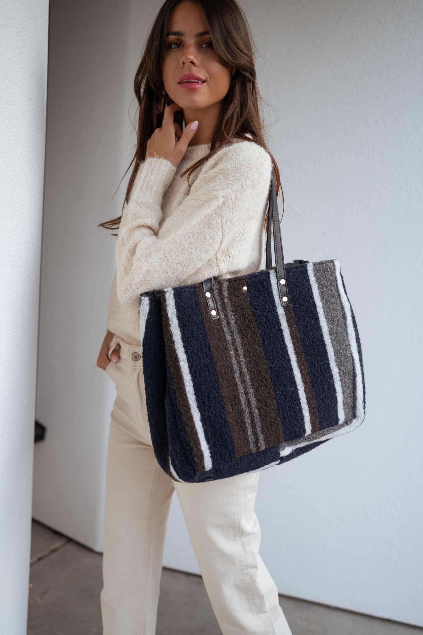 Blue Leah Striped Bag