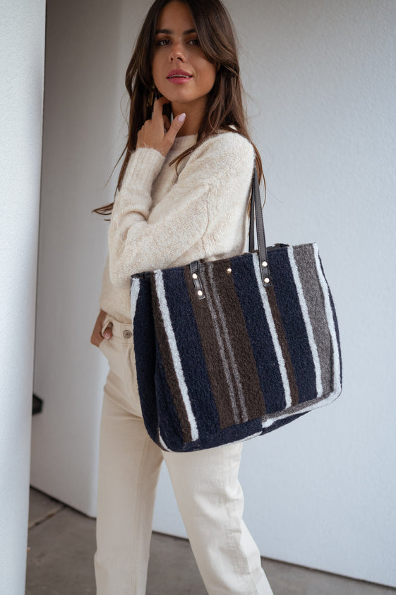 Blue Leah Striped Bag