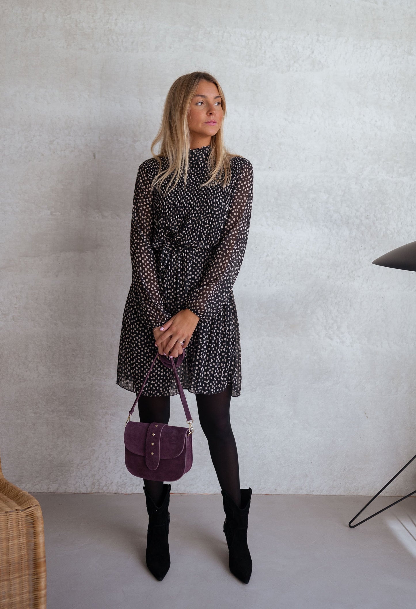 Black Aurore Polka Dot Dress