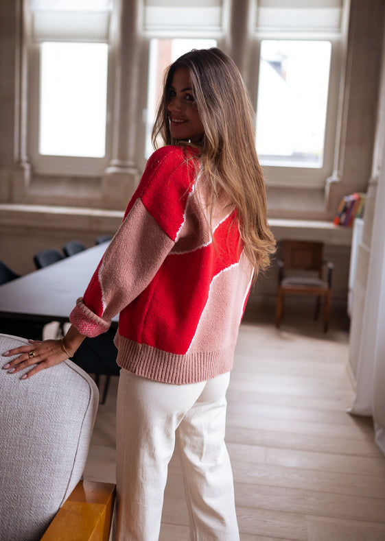 Red and Old Pink Maleka Sweater