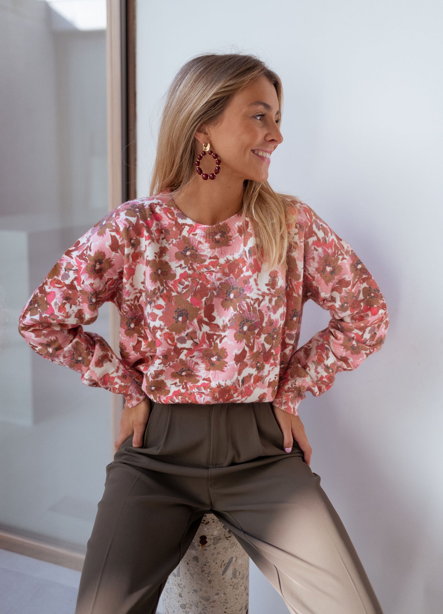 Pink Erica Floral Sweater