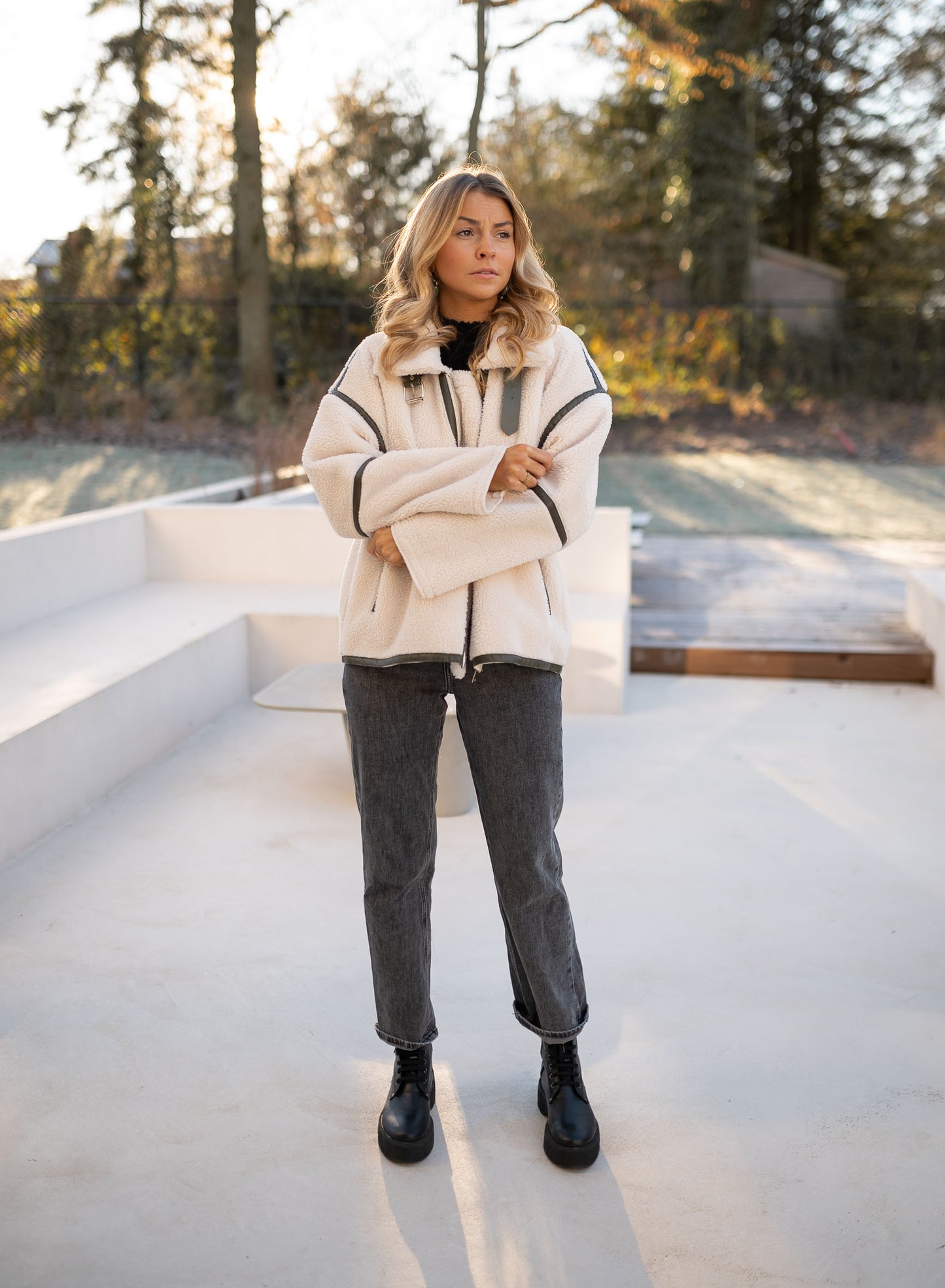 Khaki shearling Nita Jacket