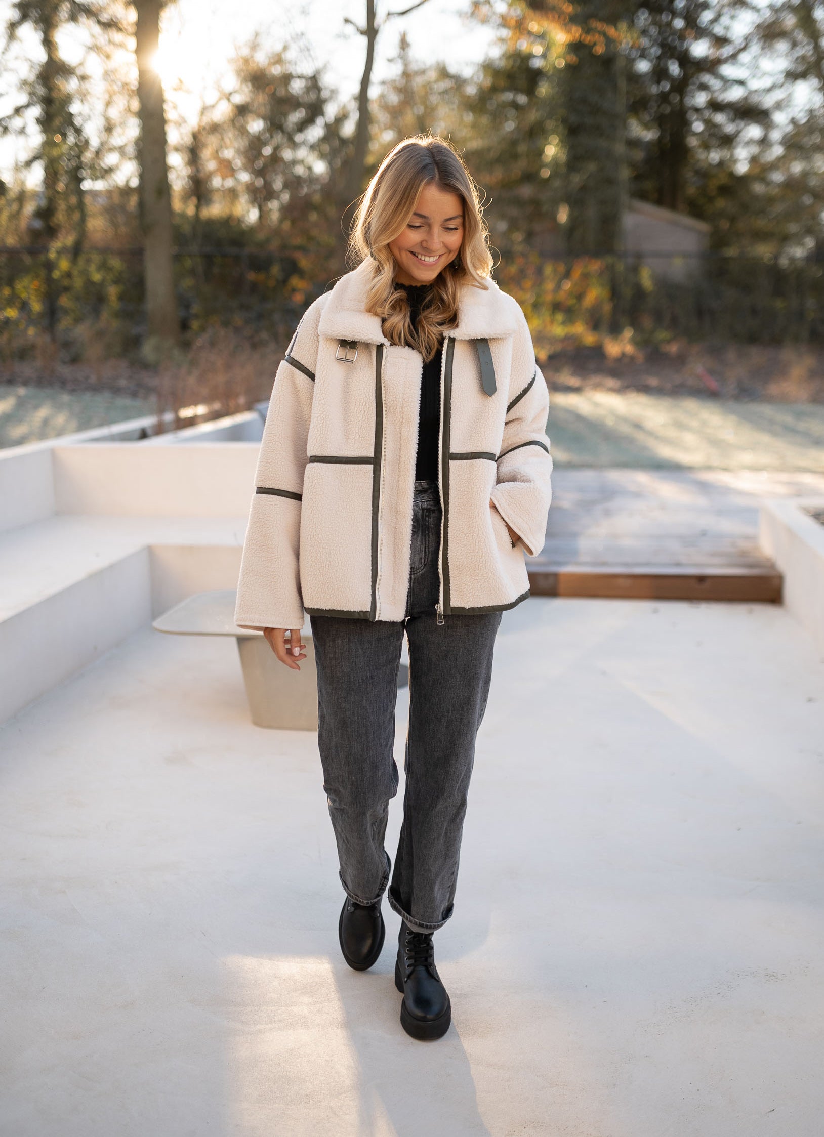 Khaki shearling Nita Jacket