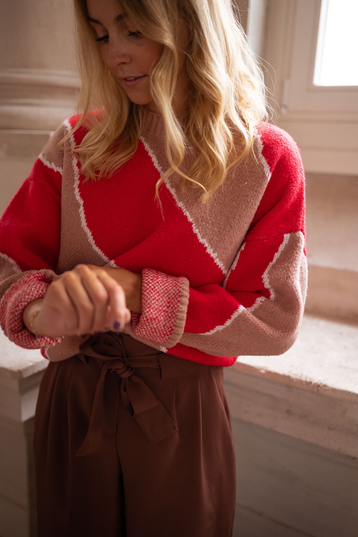 Red and Old Pink Maleka Sweater