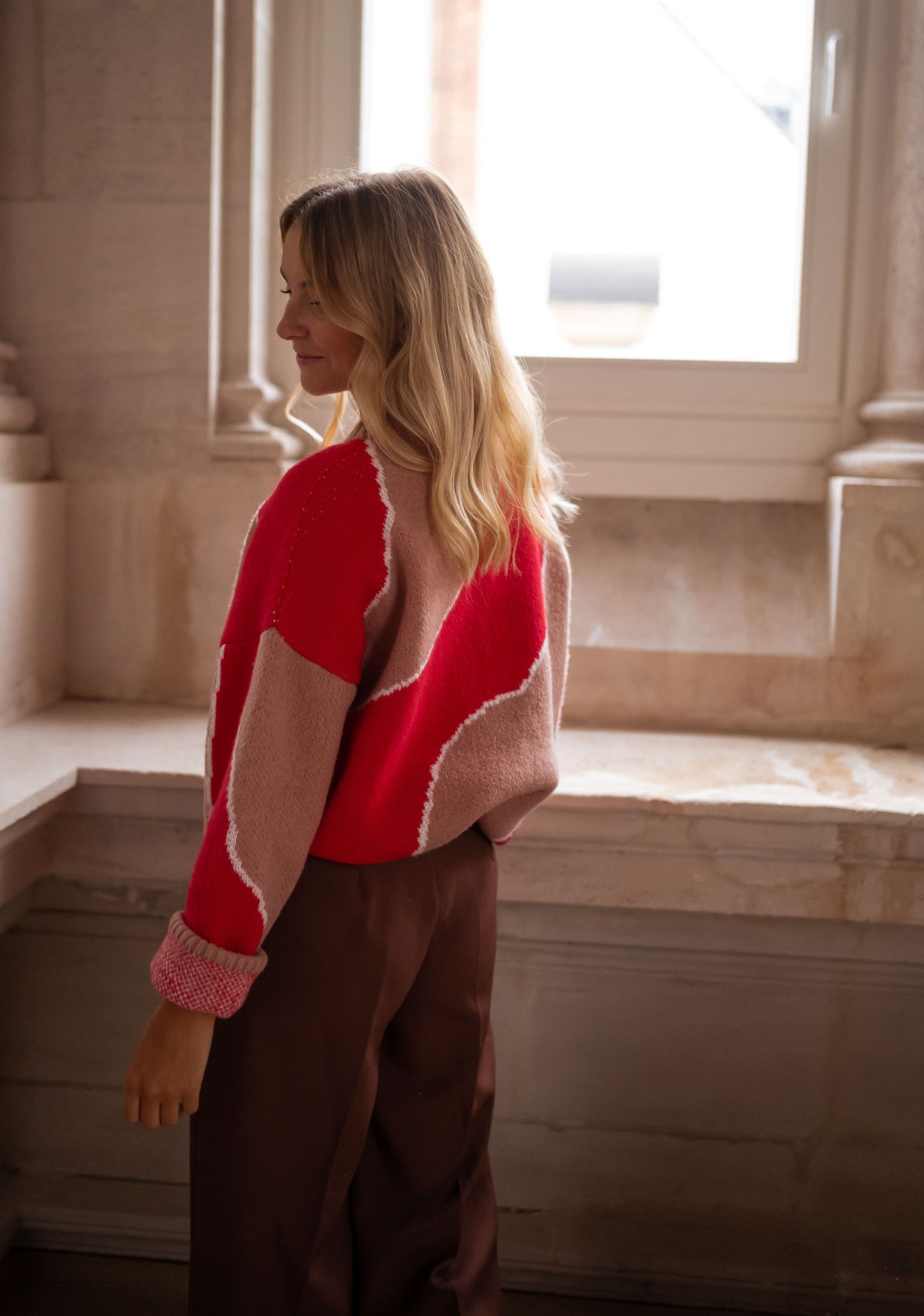 Red and Old Pink Maleka Sweater