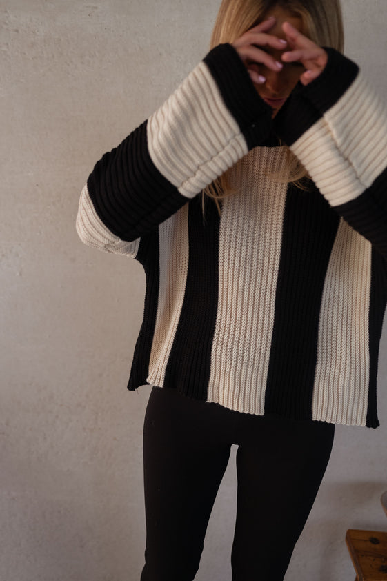 Ecru and Black Masson Sweater