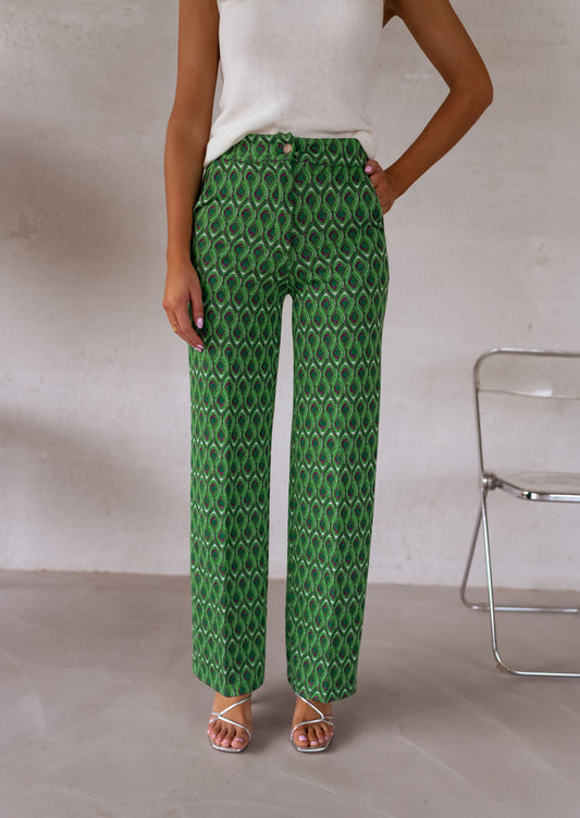 Green Patterned Peter Pants