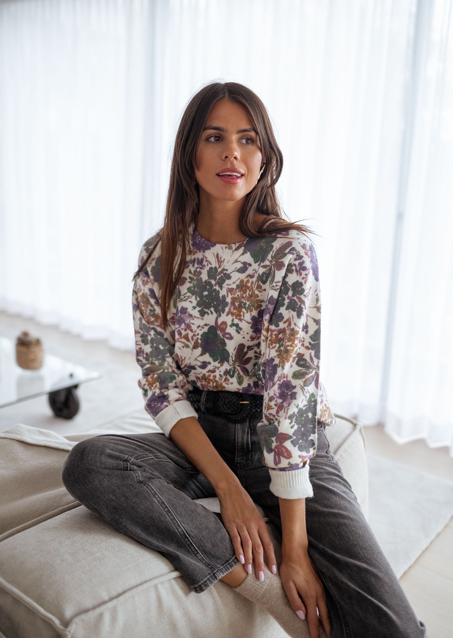 Mauve Anna Floral Sweater