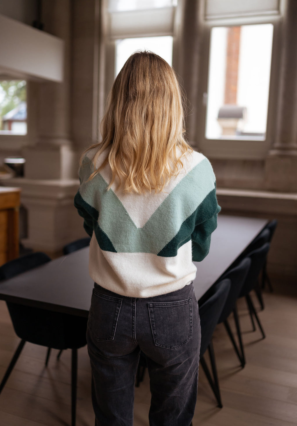 Green and Ecru Colorblock Sweater | Easy Clothes – Easy Clothes North ...