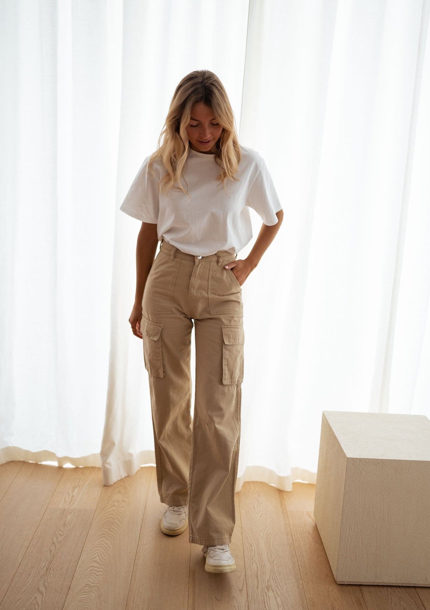 Beige Laurel Cargo Pants