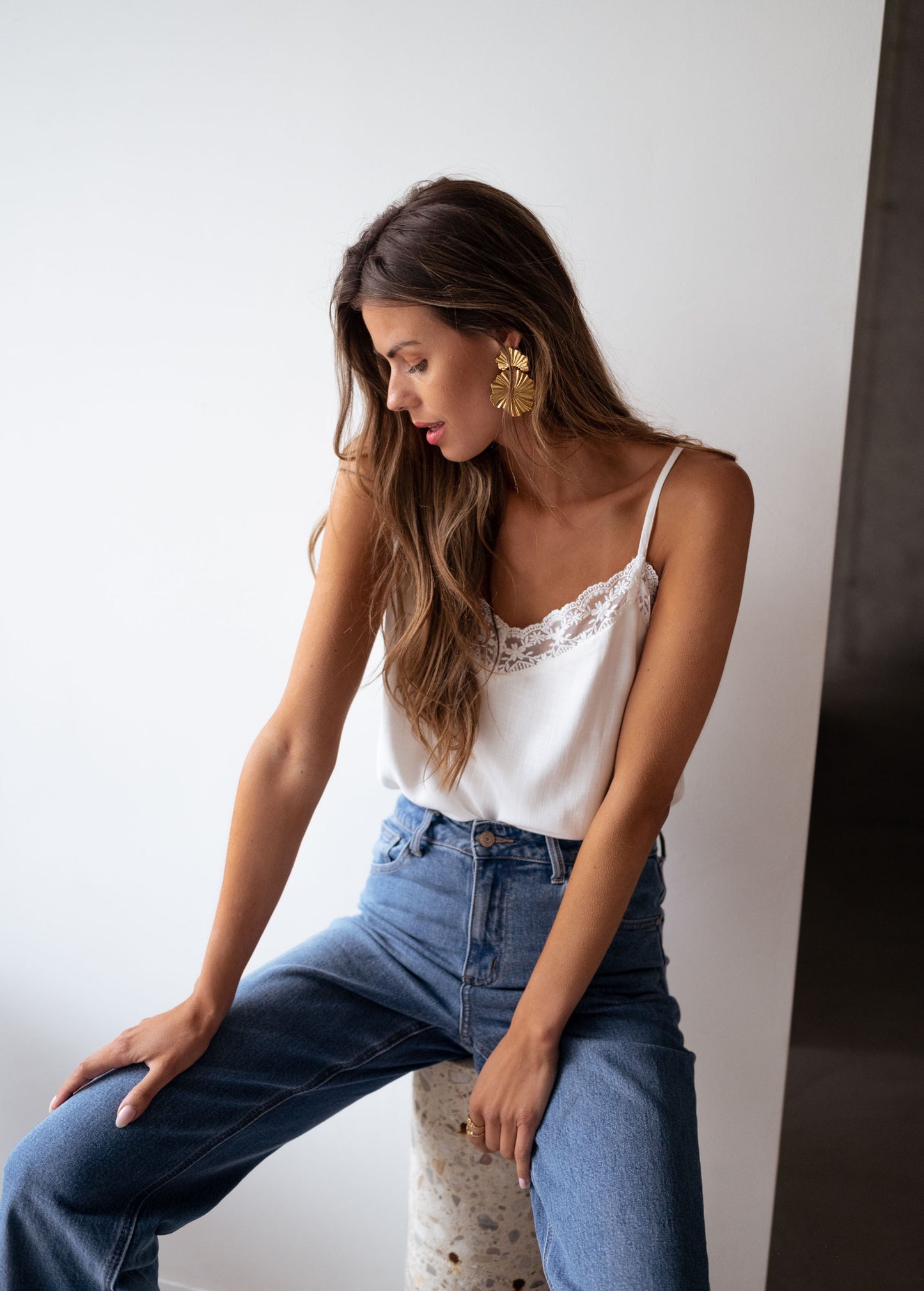 White Selena Cami