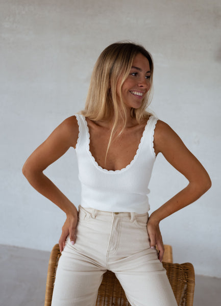 White Bella Ribbed Tank Top | Easy Clothes