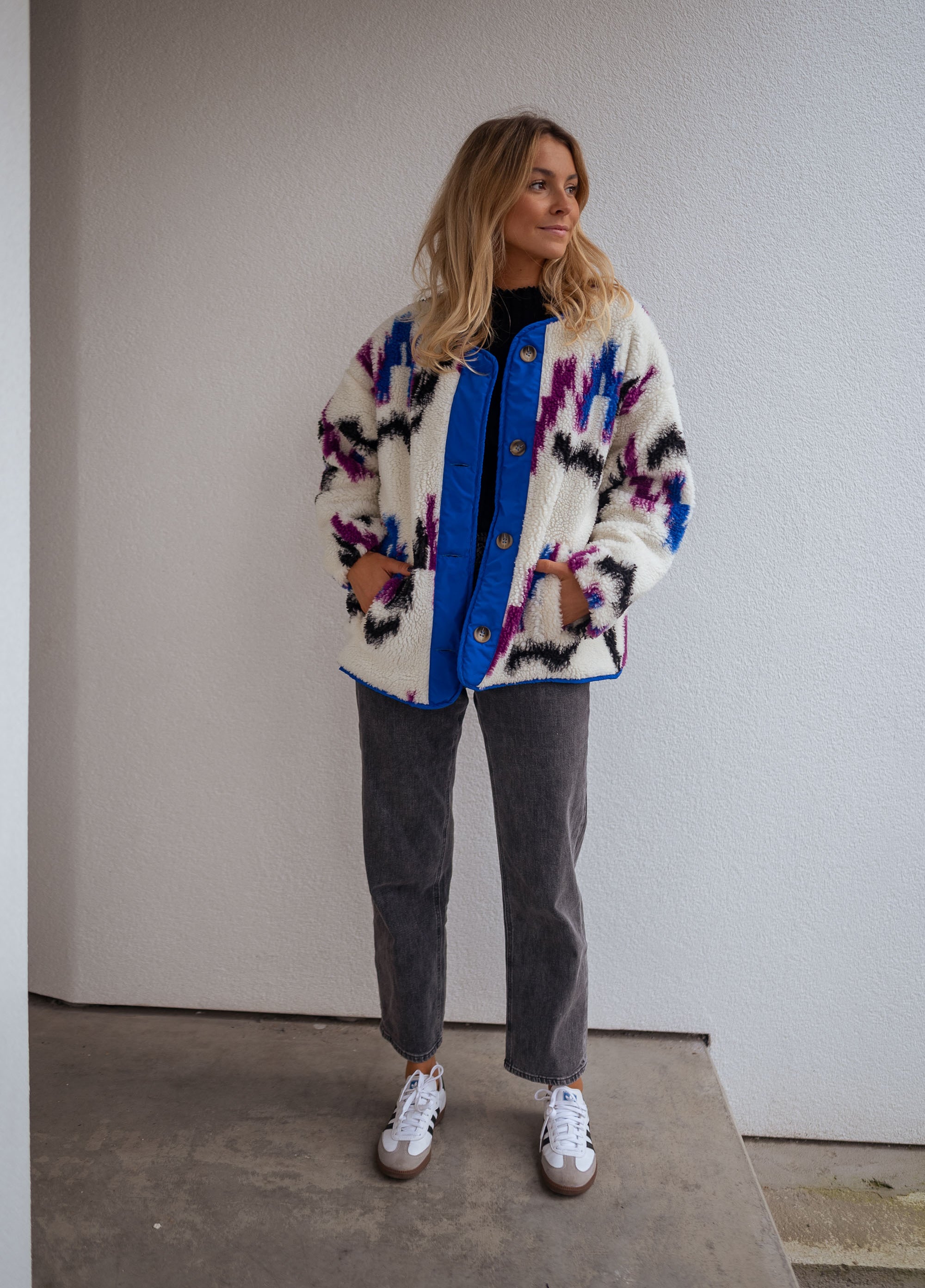 Patterned Joshua Faux Sheep Fur Jacket