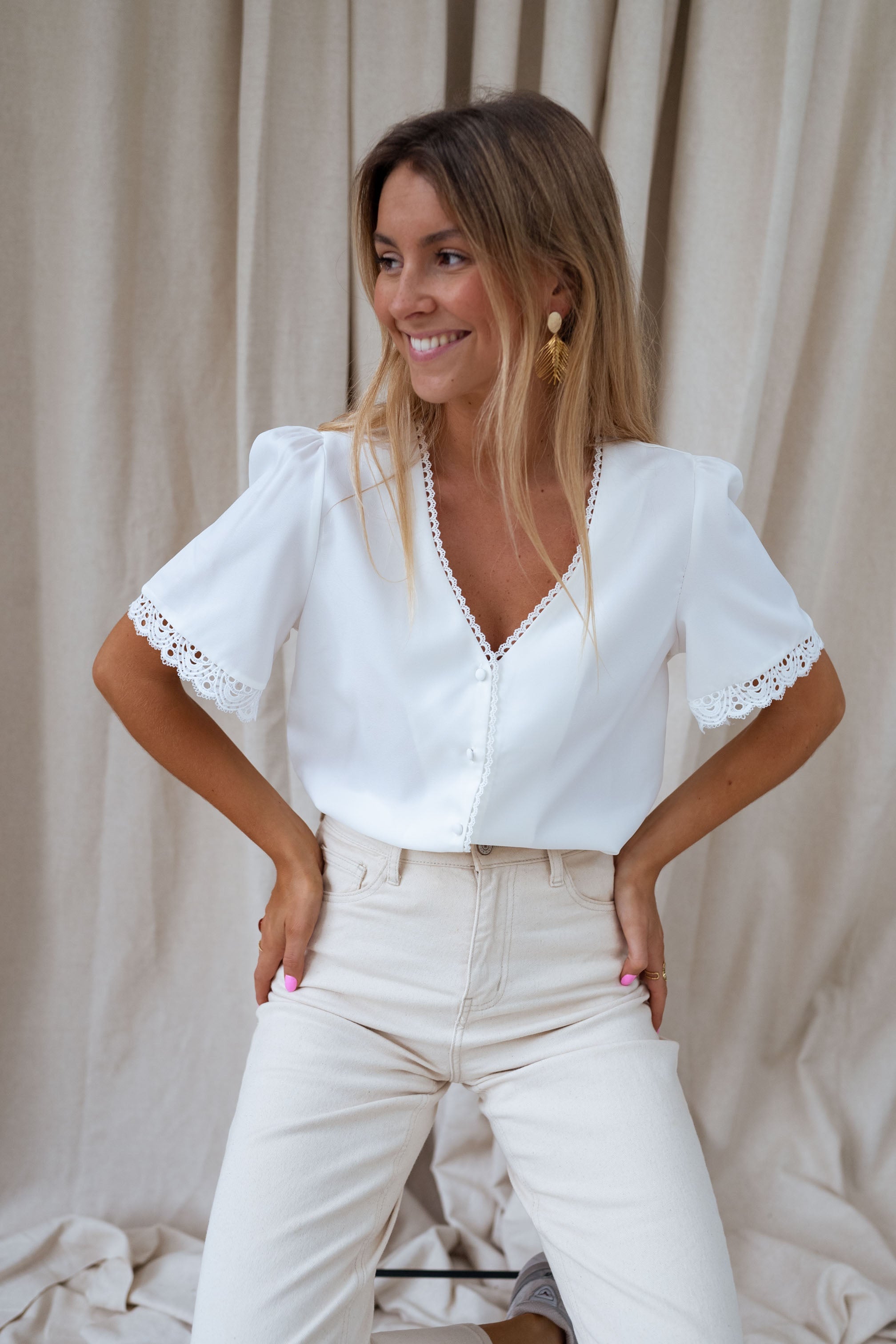 White Celie Blouse