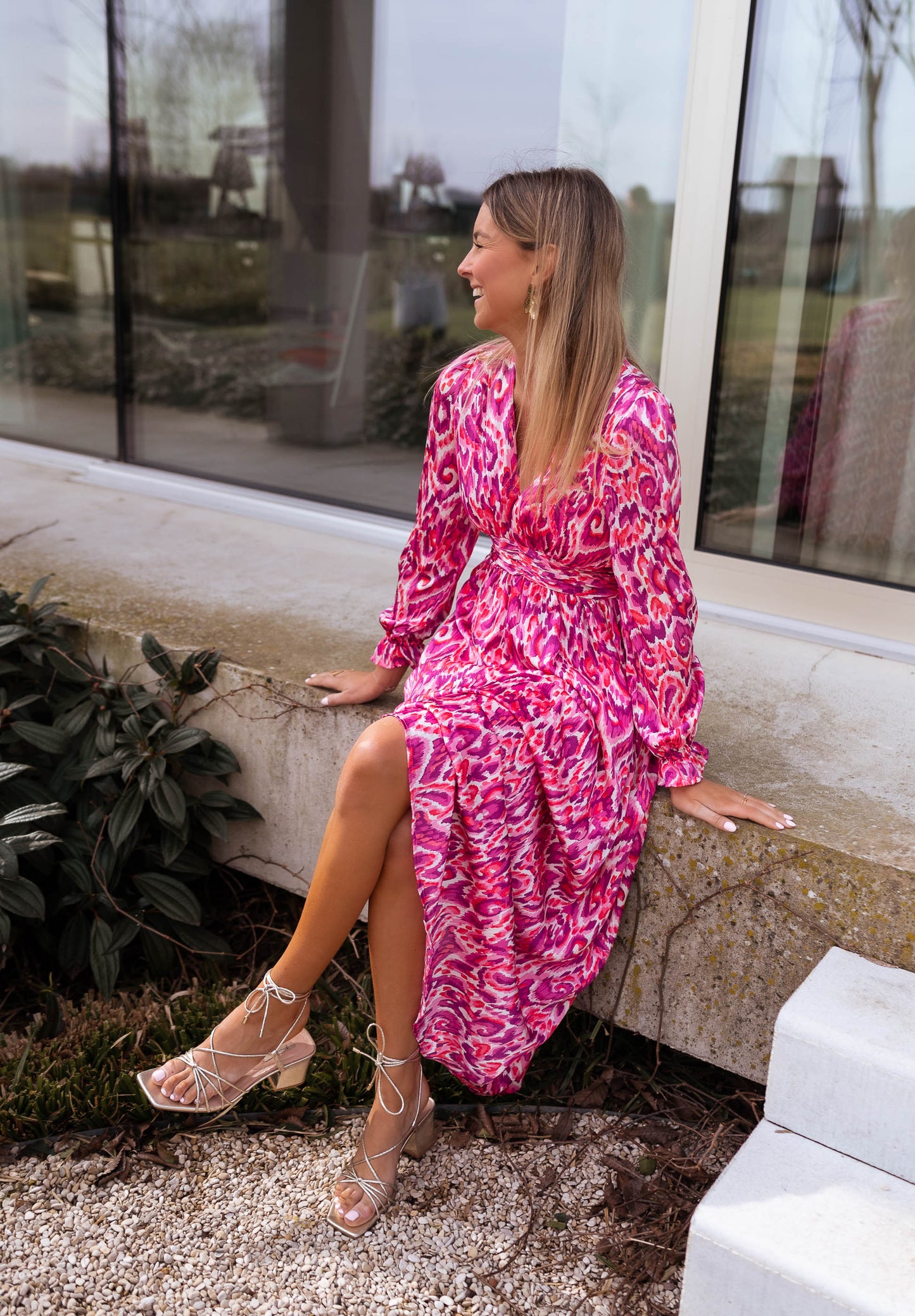 Pink Patterned Farella Dress