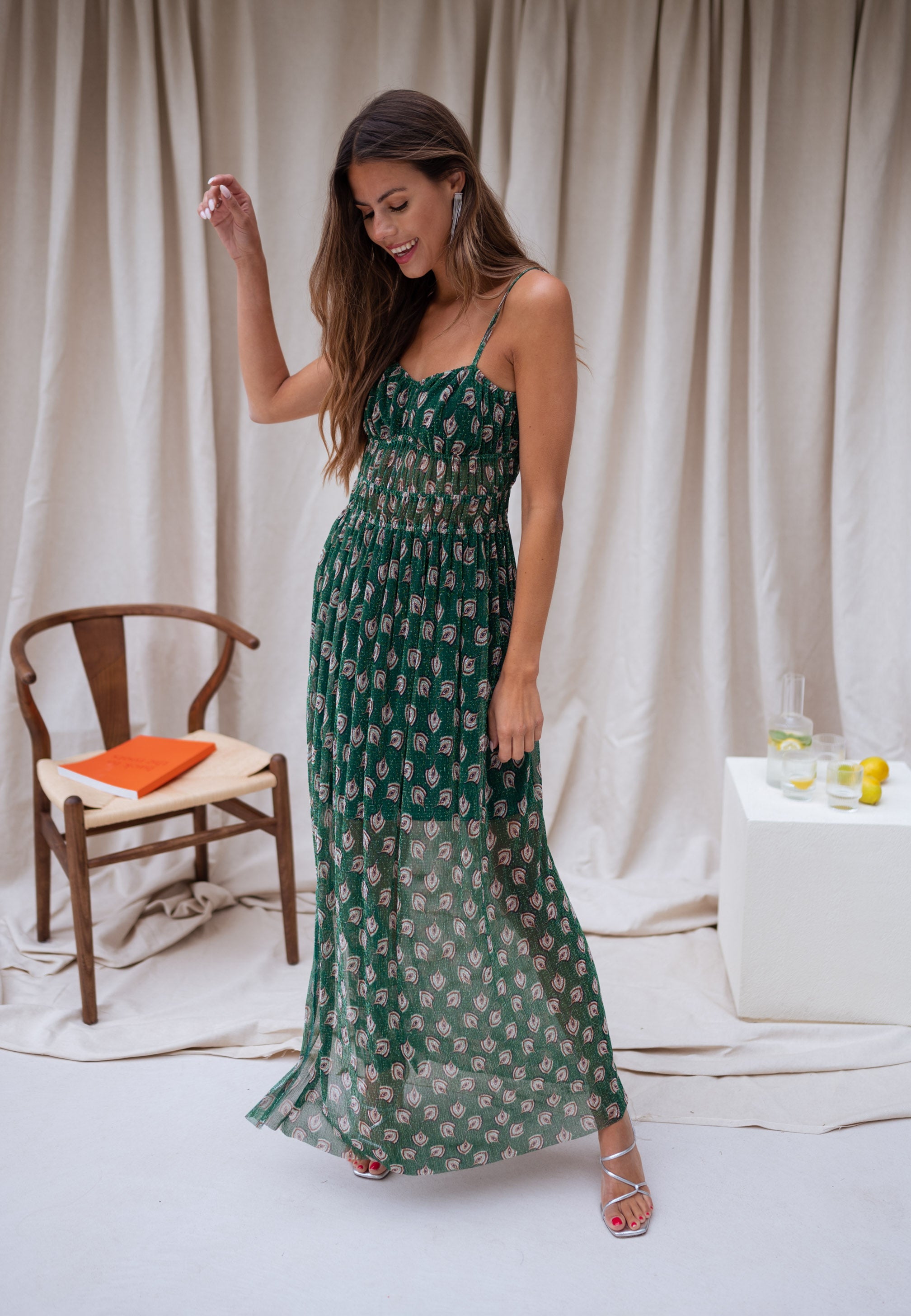 Green Patterned Opera Dress