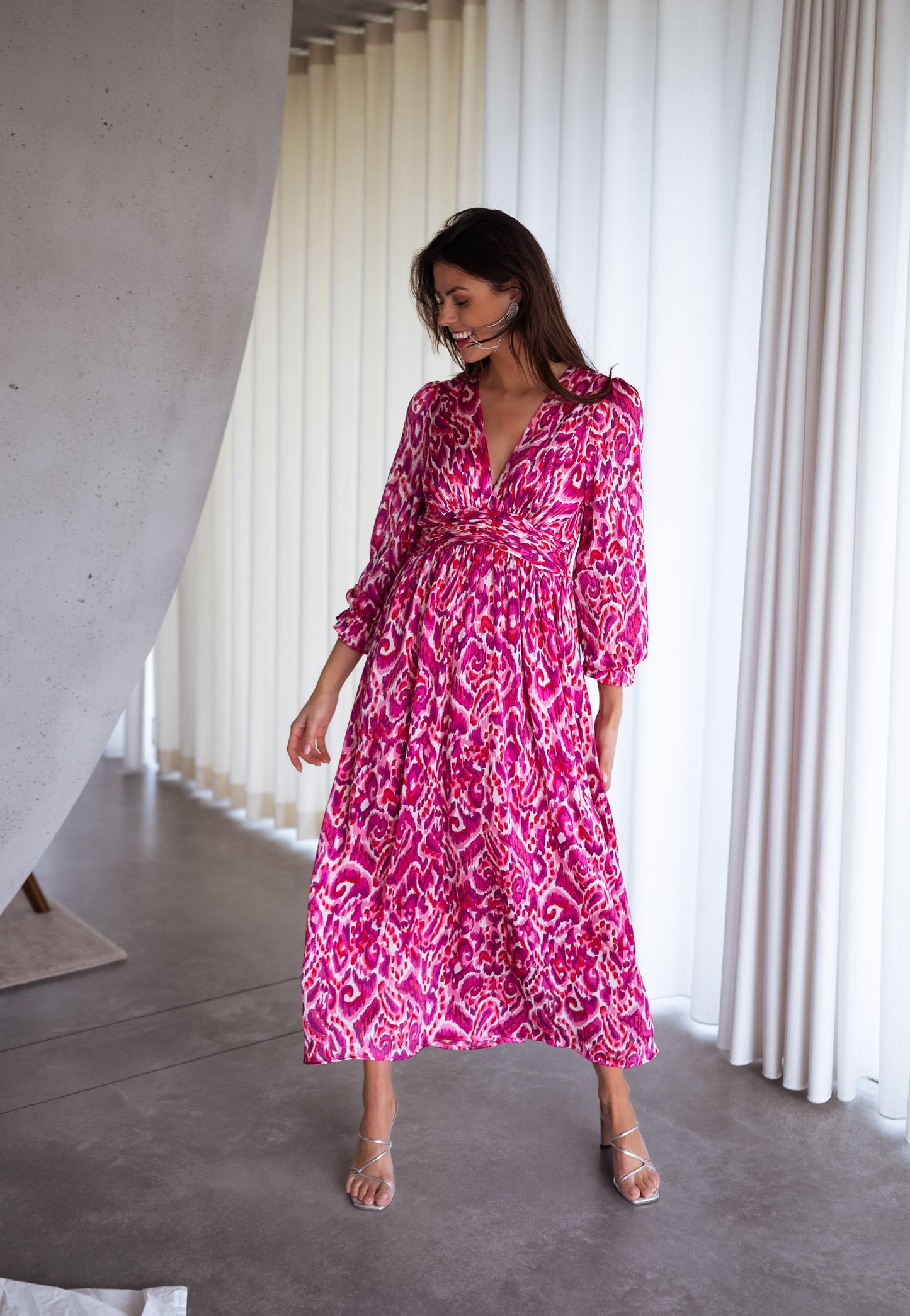 Pink Patterned Farella Dress