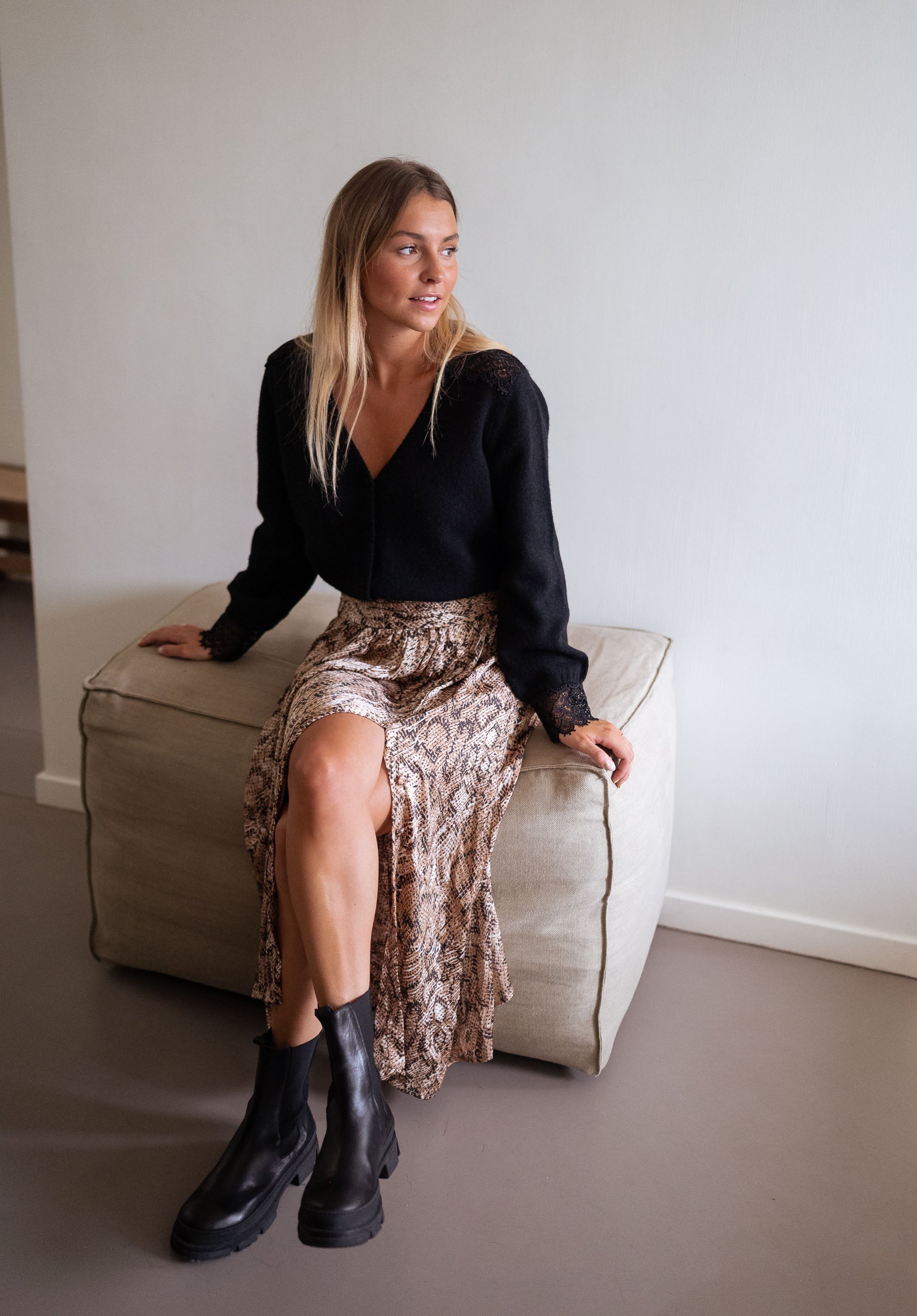 Chocolate Snake Print Rosalie Skirt