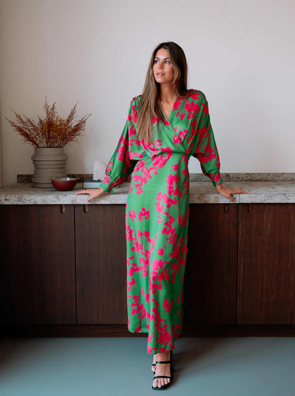 women pink and green dress Green And Pink Keeper Dress – Easy Clothes North America